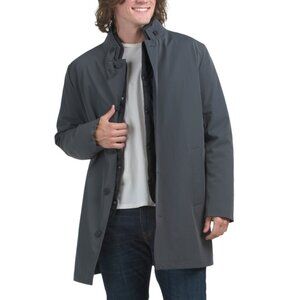 COLE HAAN Dark Grey Sleek Tech Stretch Rain Jacket